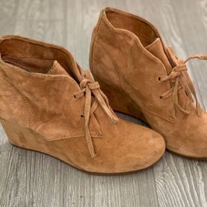 Gianni Bini Chestnut Suede Lace-up Booties…
